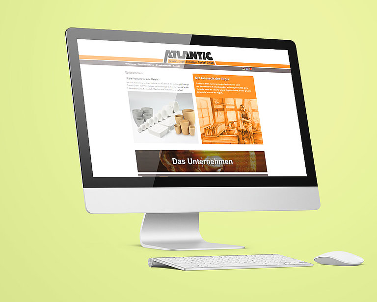 Bild der neuen Website vom traditionsunternehmen Atlantic auf einem Mac Pc